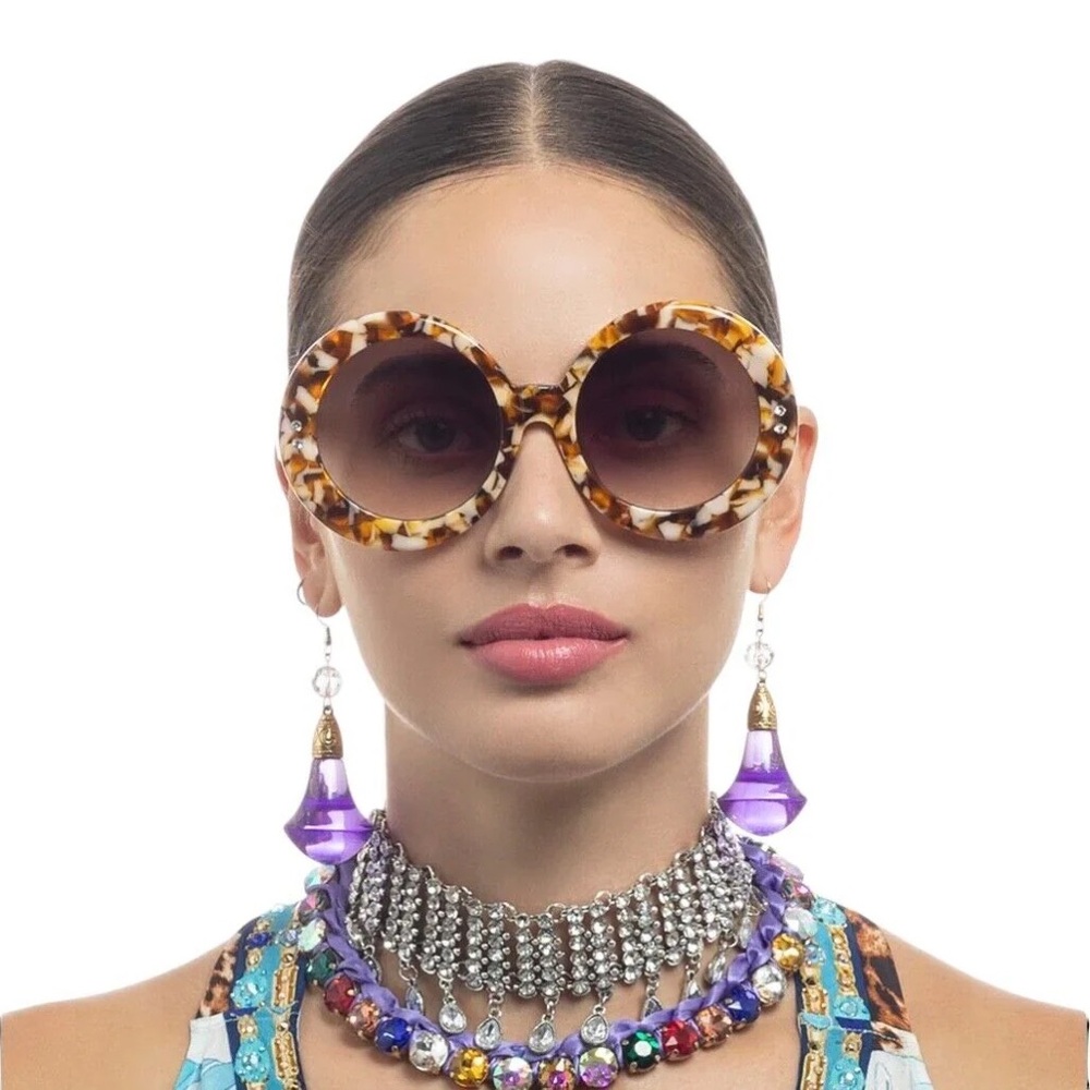 CAMILLA Free People *Editor in Chief large oval tiger boho statement sunglasses